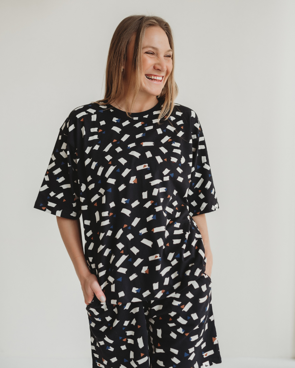 organic cotton Elsie Black Confetti Print Oversized T-Shirt - image 3