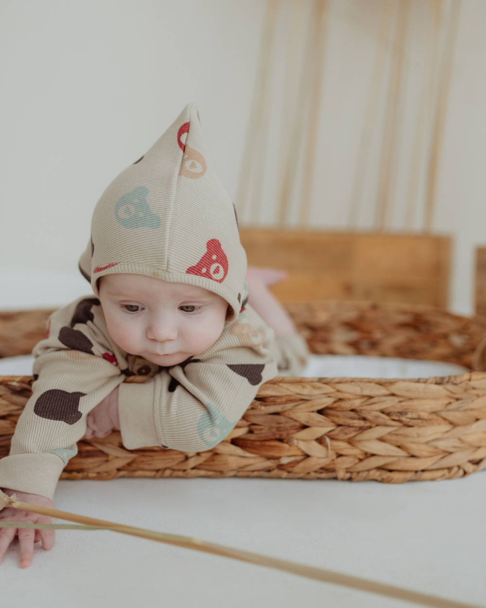 Stone Smiling Bear Print Bonnet - image 1