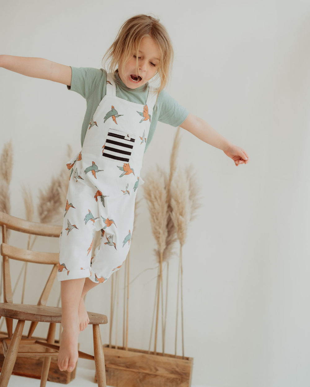 organic cotton White Birdsong Print Jumpsuit - image 1