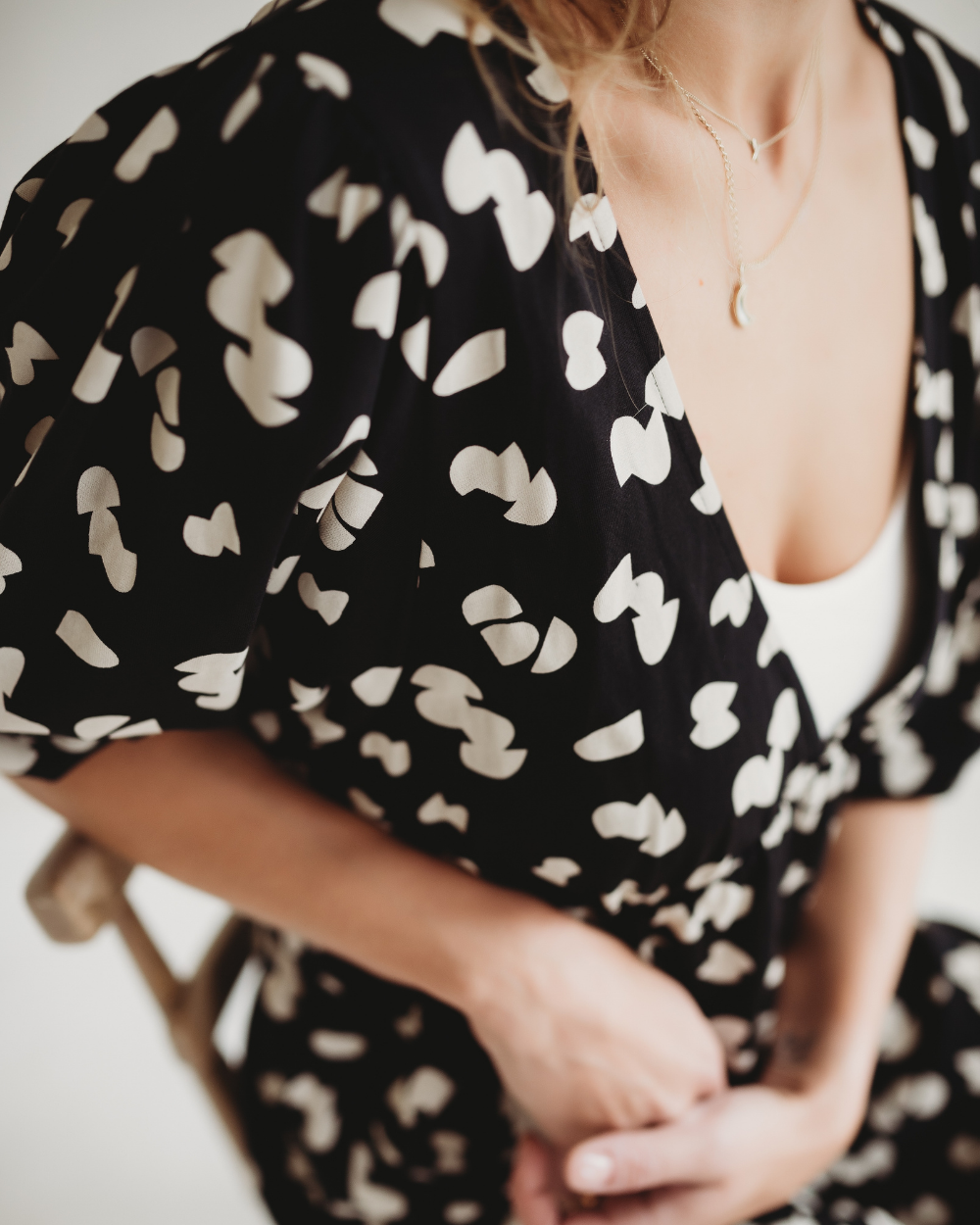 organic cotton Jasmine Black Popcorn Print Maxi Dress - image 3