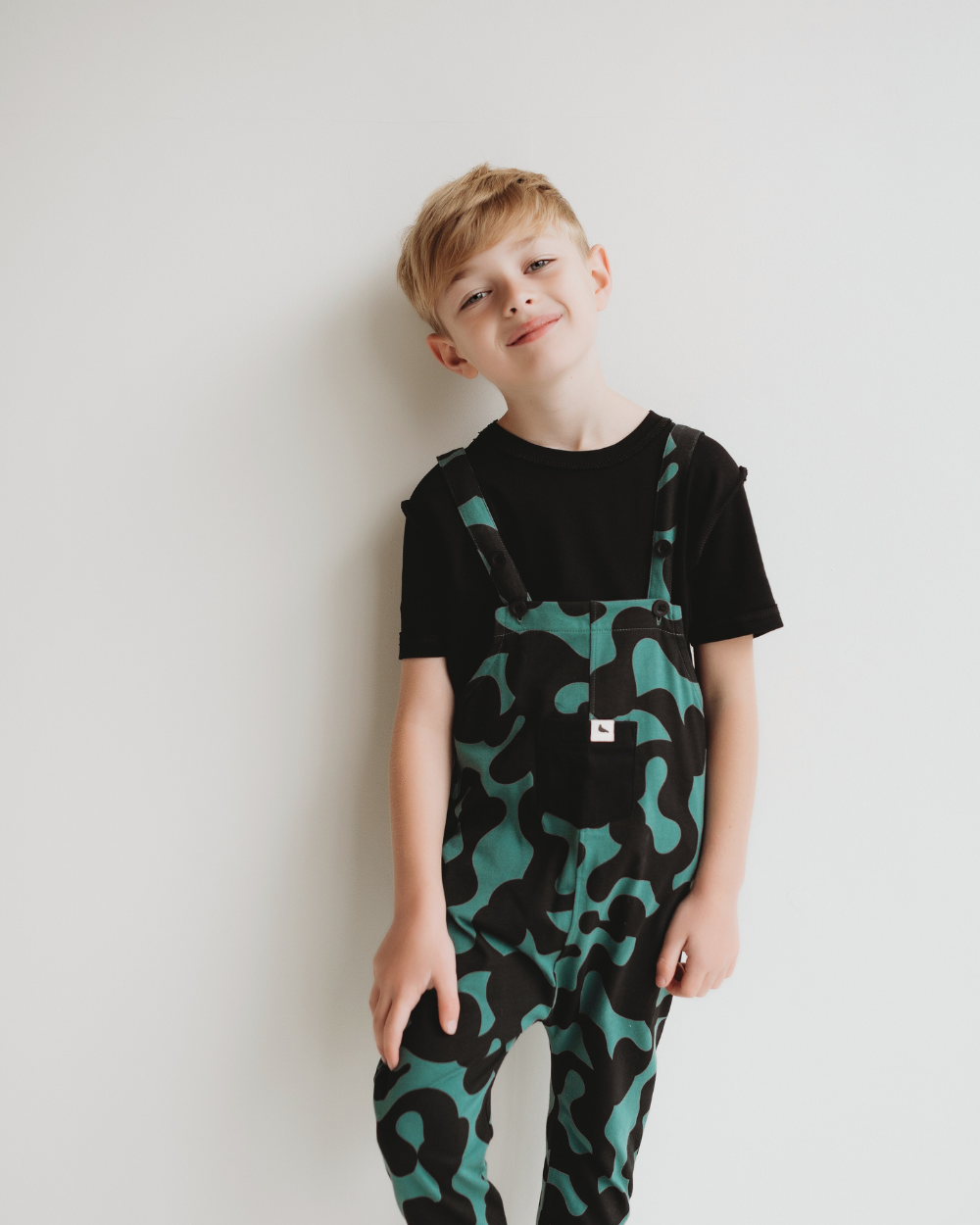 Green Abstract Swirl Print Dungarees - image 1