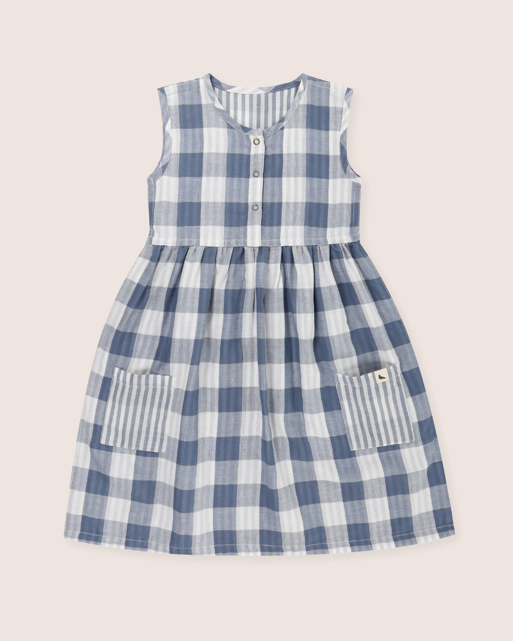 organic cotton Multicolour Marine Check Print Reversible Dress - image 2