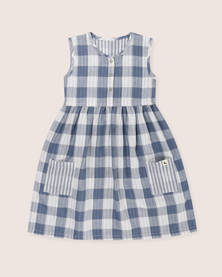 organic cotton Multicolour Marine Check Print Reversible Dress - image 2