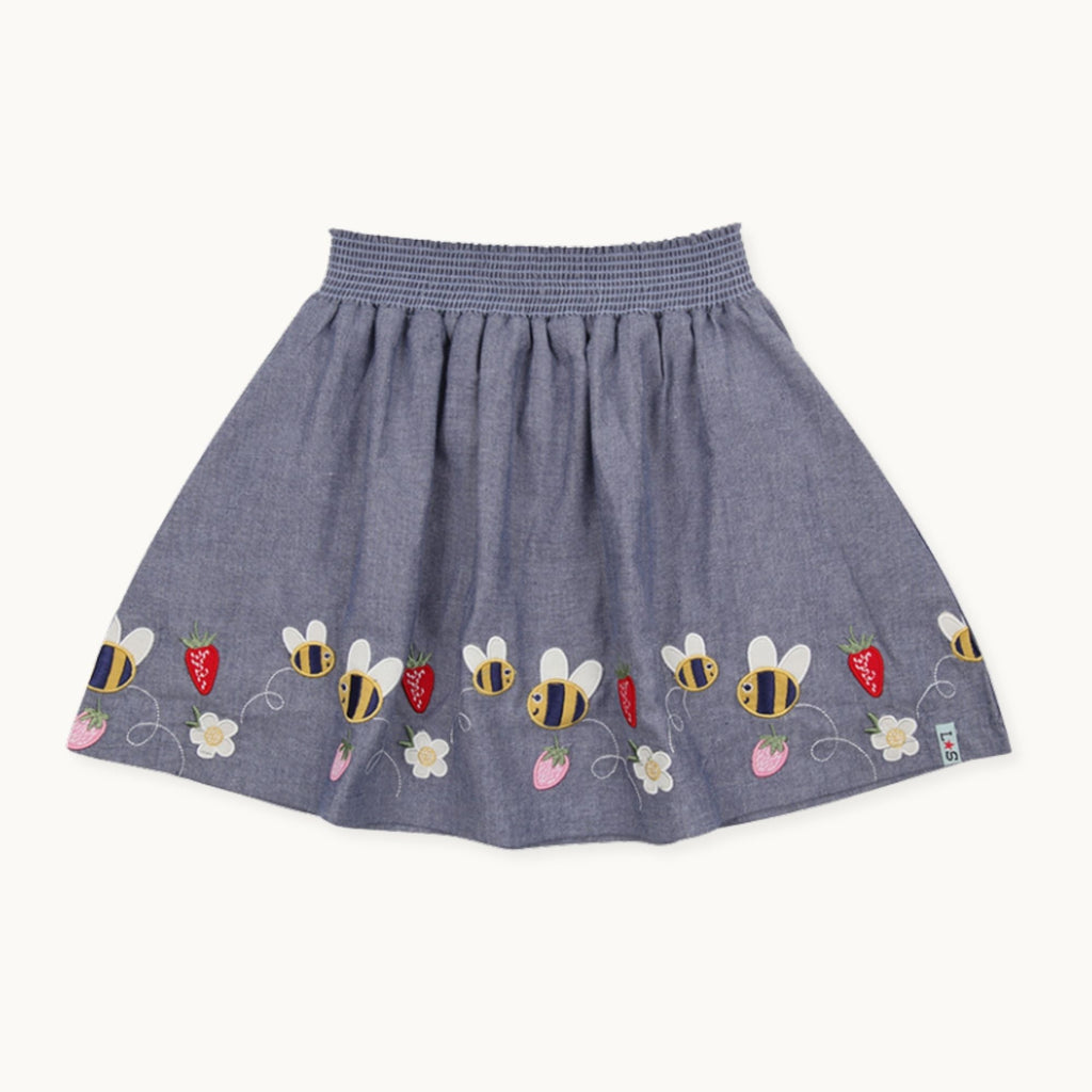 Blue Busy Bee Applique Skirt