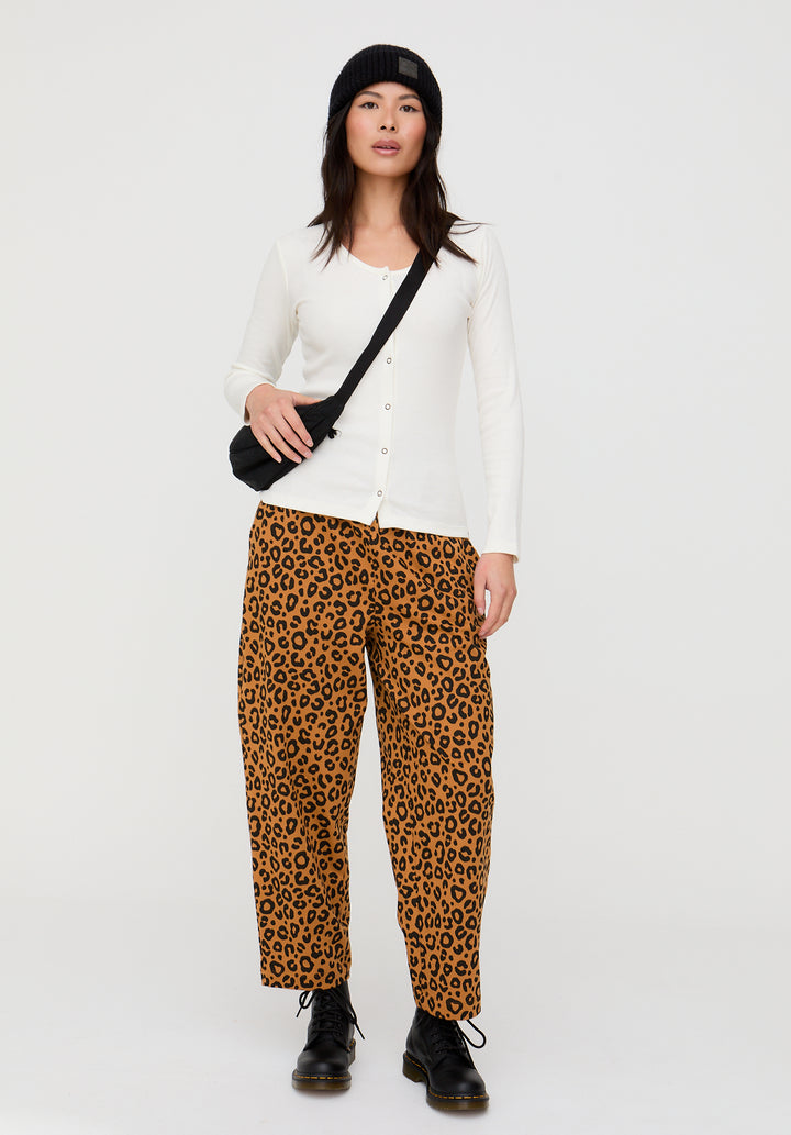 Kate Brown Mini Animal Print Barrel Leg Trousers