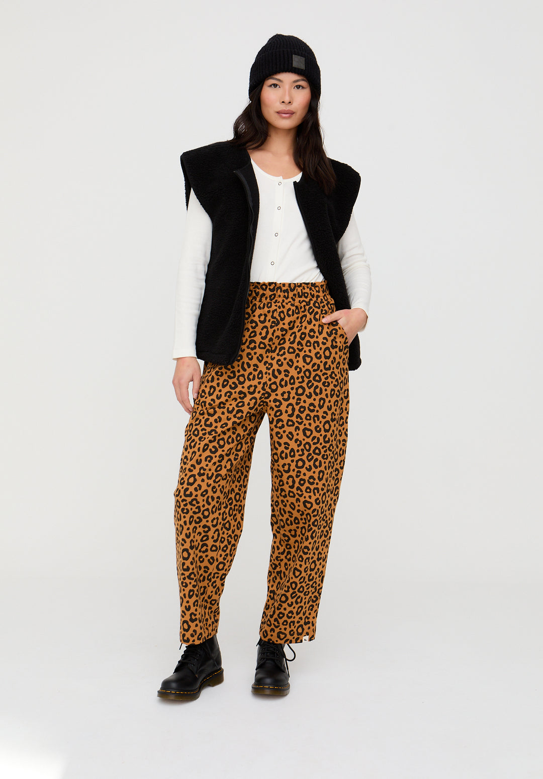 Kate Brown Mini Animal Print Barrel Leg Trousers