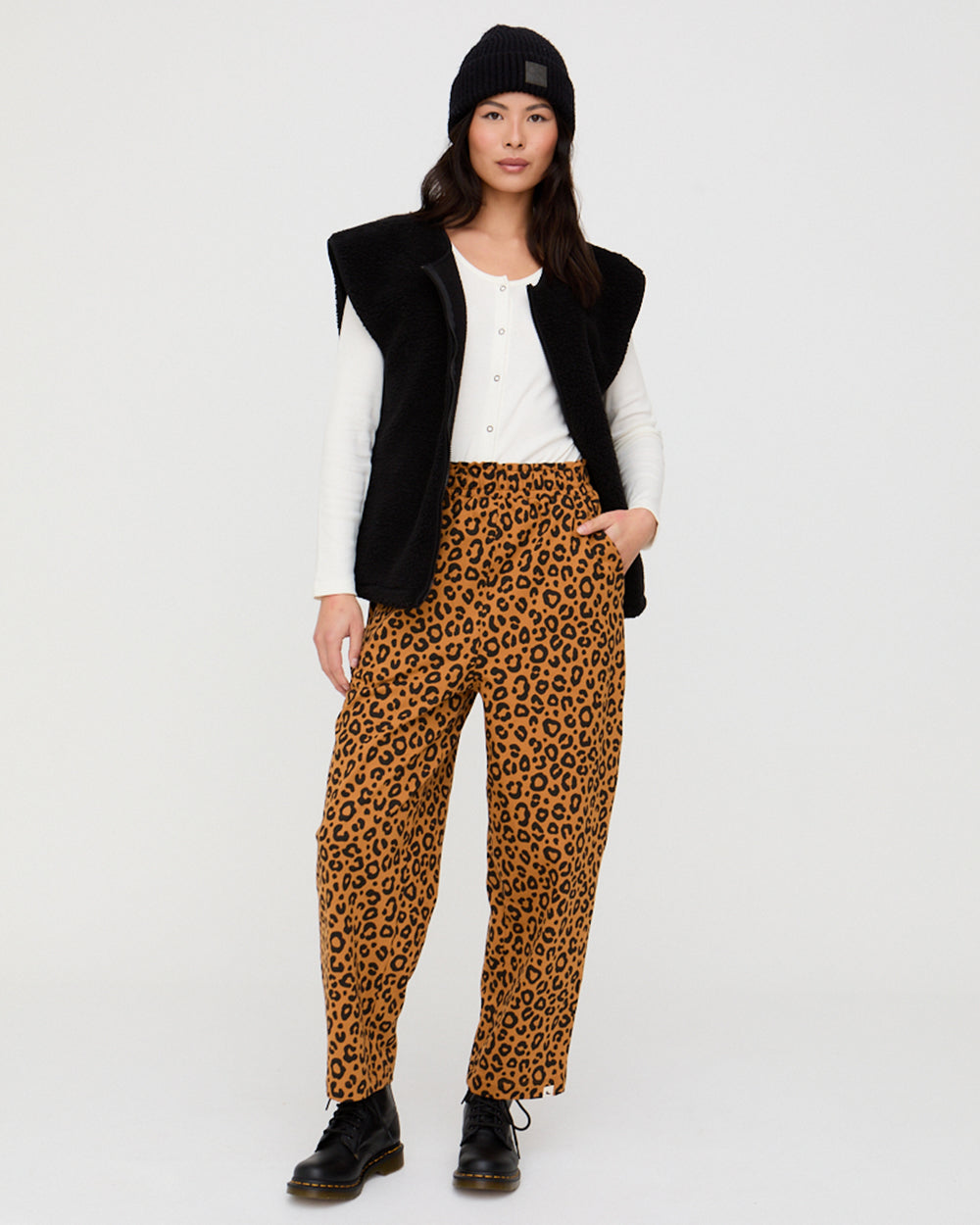 Kate Brown Mini Animal Print Barrel Leg Trousers