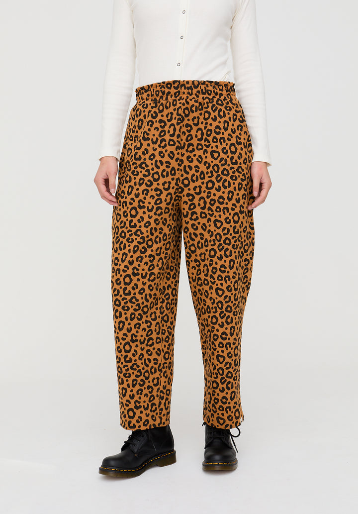 Kate Brown Mini Animal Print Barrel Leg Trousers