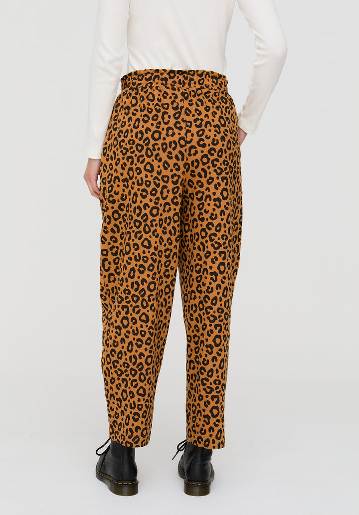 Kate Brown Mini Animal Print Barrel Leg Trousers