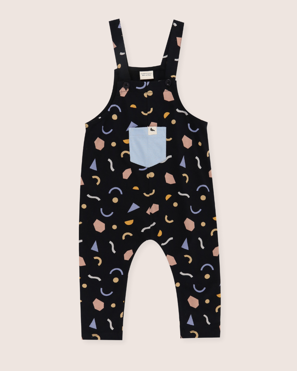 organic cotton Black Abstract Print Dungarees - image 3