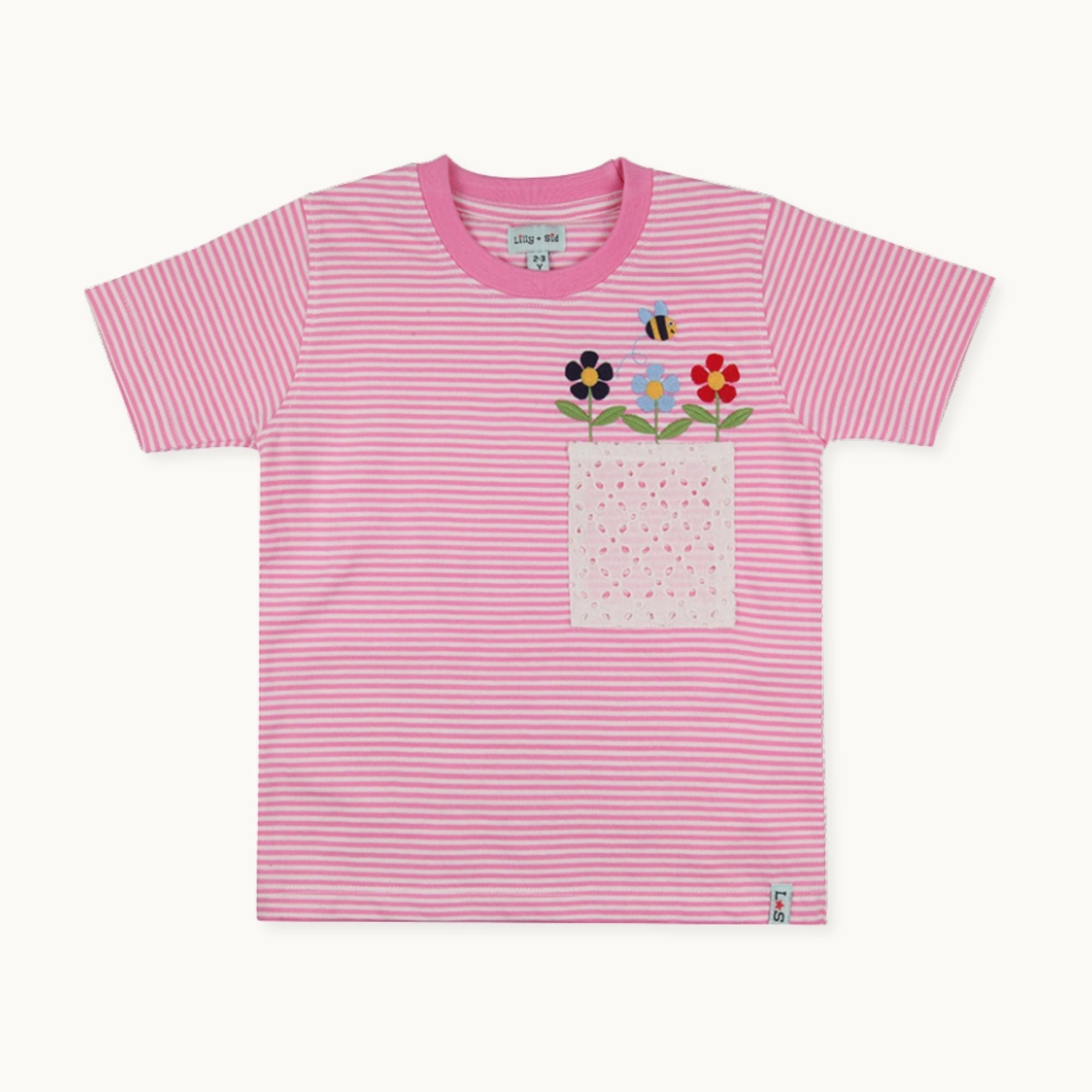 Pink Floral Stripe Print T-Shirt