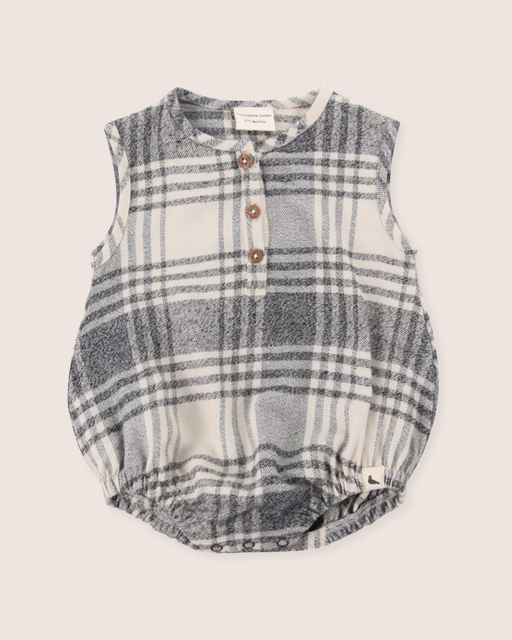 organic cotton Multicolour Brushed Check Print Romper - image 2