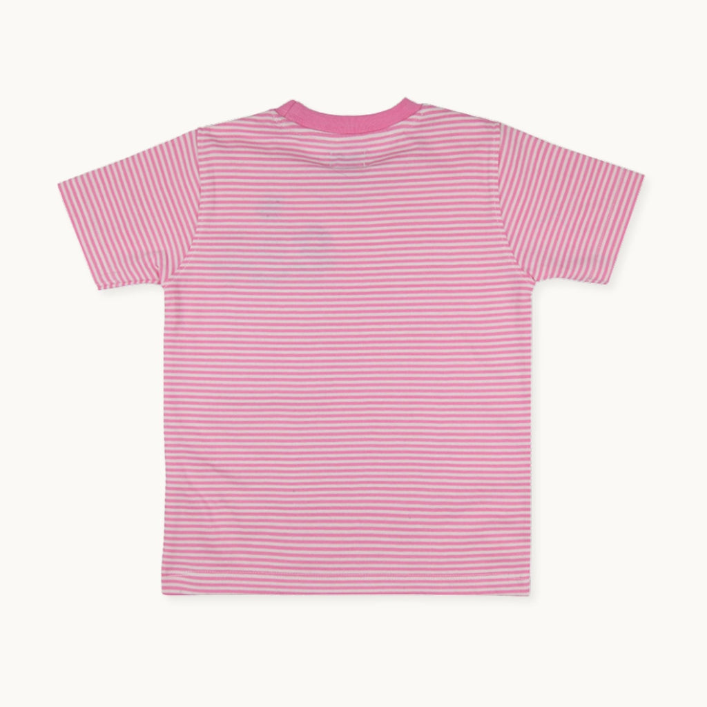 Pink Floral Stripe Print T-Shirt