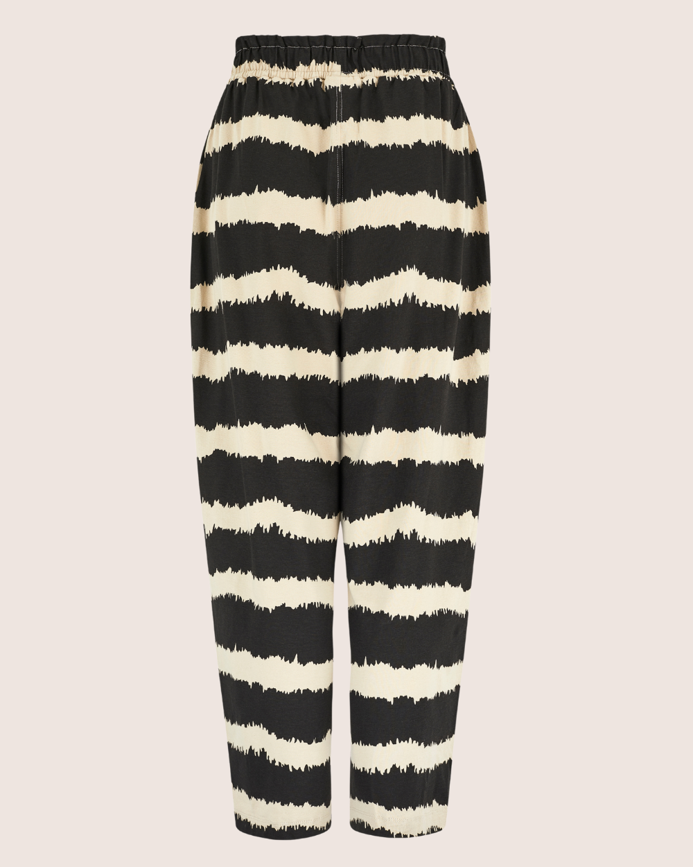 Kate Black Wavy Stripe Print Barrel Leg Trousers- image 4