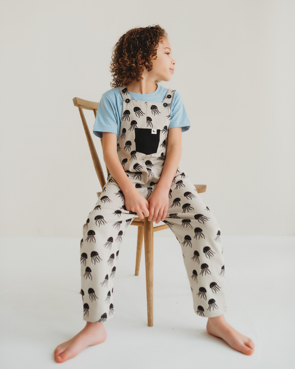 organic cotton Grey Jellyfish Print Dungarees - image 1