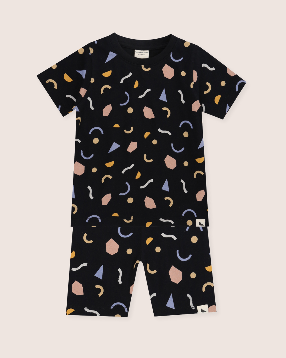 organic cotton Black Abstract Print T-Shirt And Shorts Set - image 3