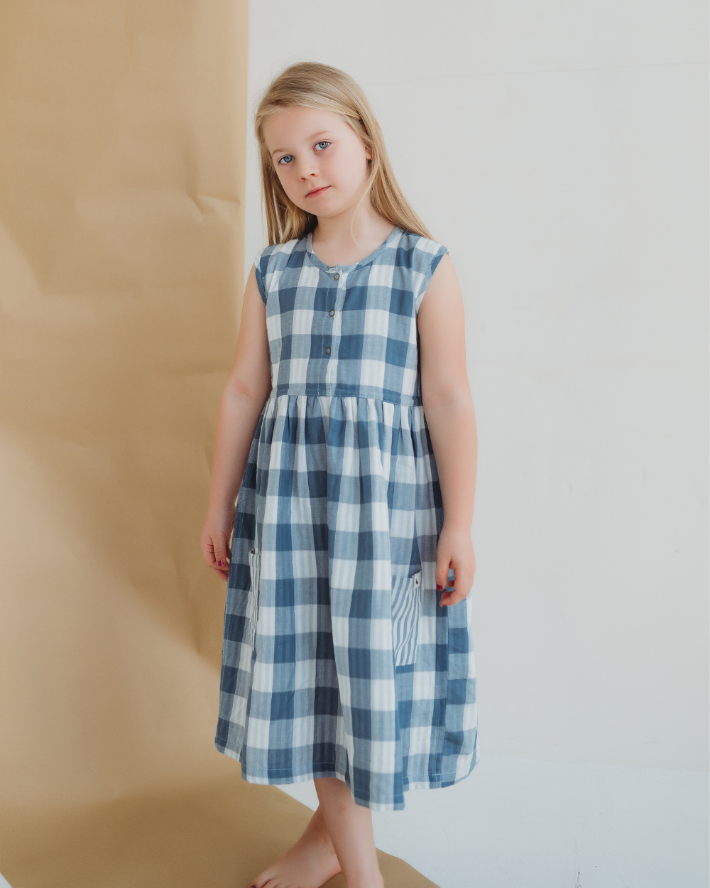 organic cotton Multicolour Marine Check Print Reversible Dress - image 5