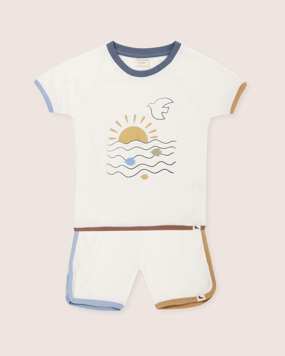 organic cotton White Nature Print T-Shirt & Shorts Set - image 3