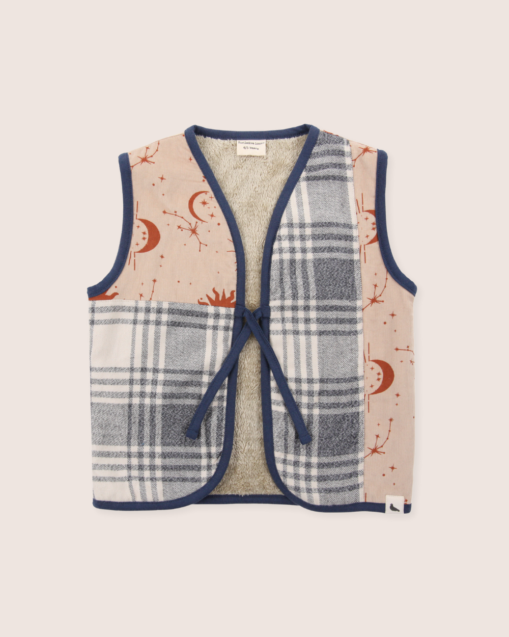 Multicolour Check And Celestial Print Patchwork Gilet - image 2