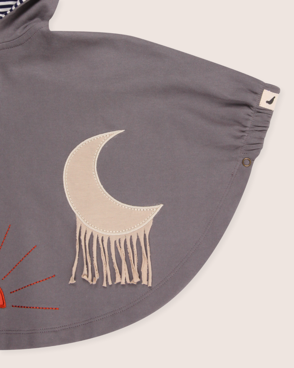 Midnight Grey Star And Moon Applique Hooded Poncho - image 3