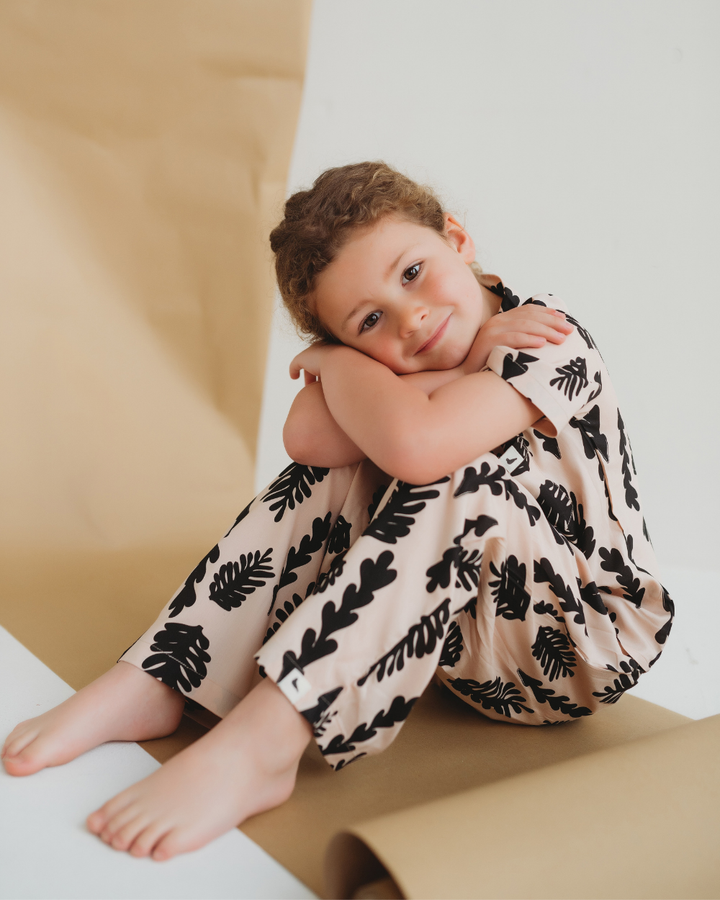 eco-viscose Cream Seaweed Print Trousers - image 1