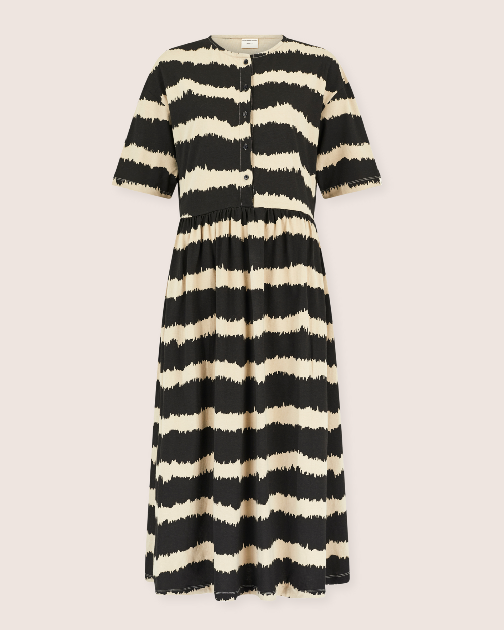 Eco friendly azo free Matilda Black Wavy Stripe Midi Dress- image 2