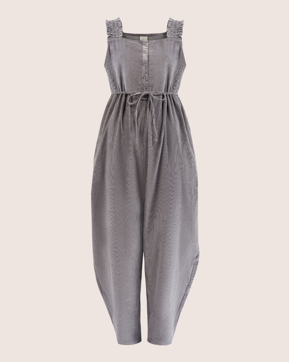 Alice Grey Smocking Strap Jumpsuit - front