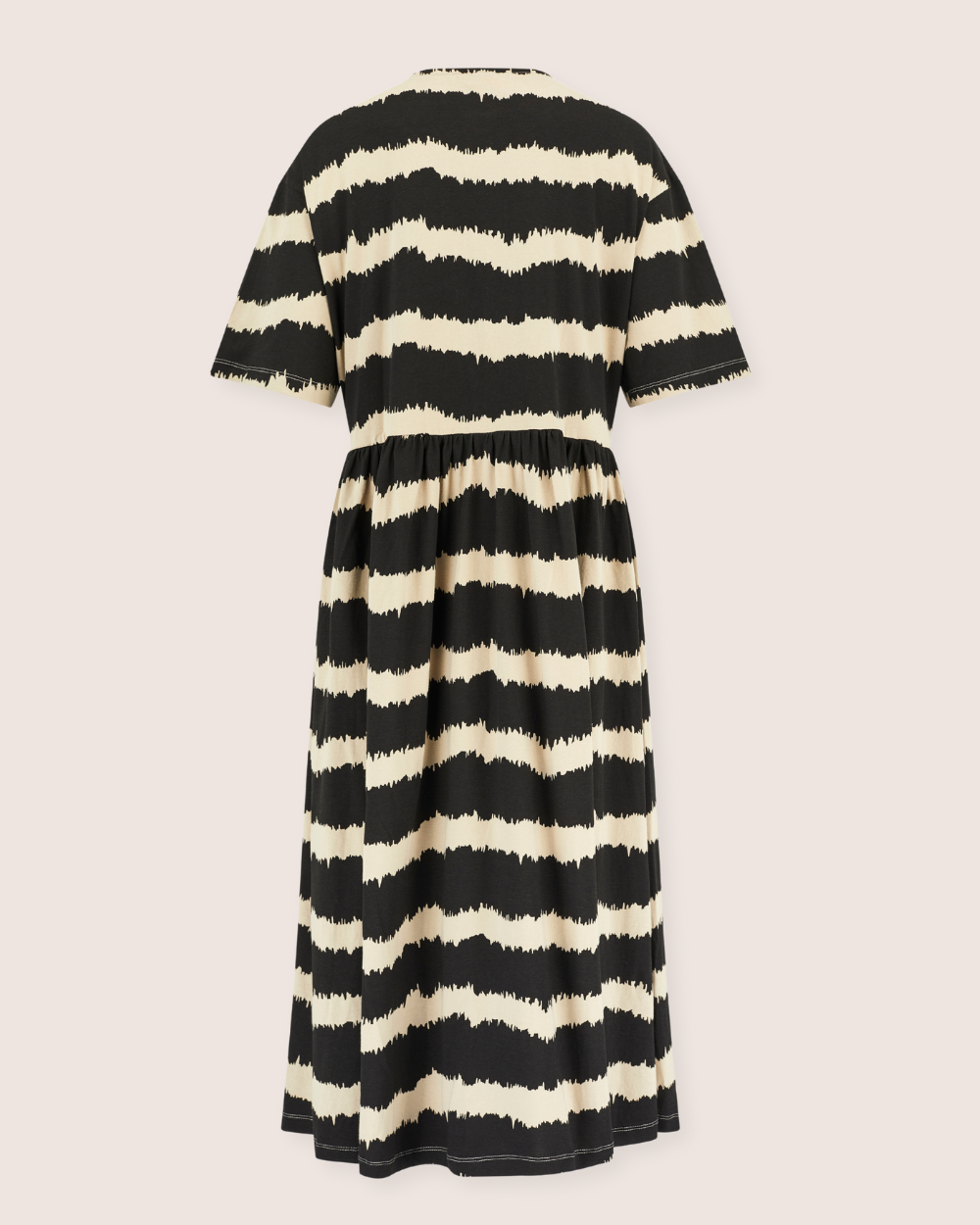 Eco friendly azo free Matilda Black Wavy Stripe Midi Dress- image 3
