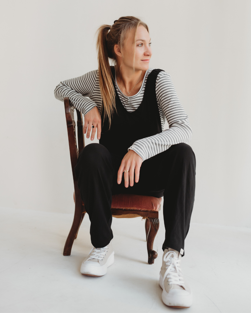 organic cotton Nora Grey Stripe Print Top - image 5