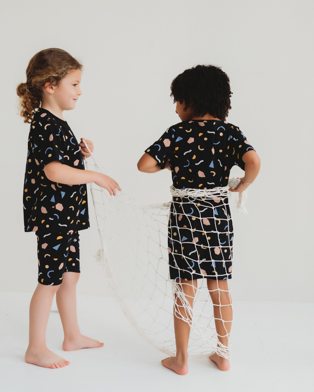 organic cotton Black Abstract Print T-Shirt And Shorts Set - image 2