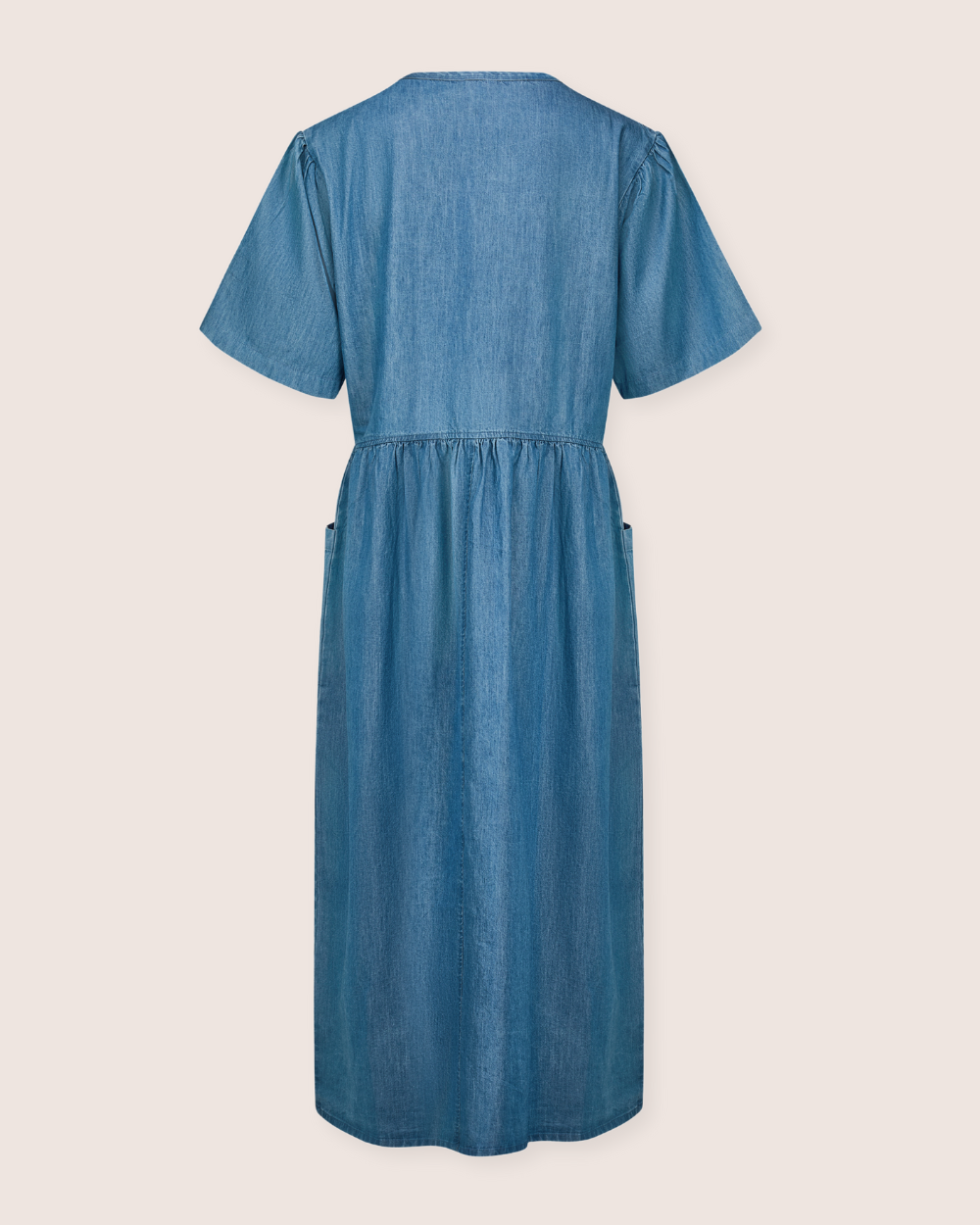Magda Blue Short Sleeve Midi Dress with a zip front - image 5