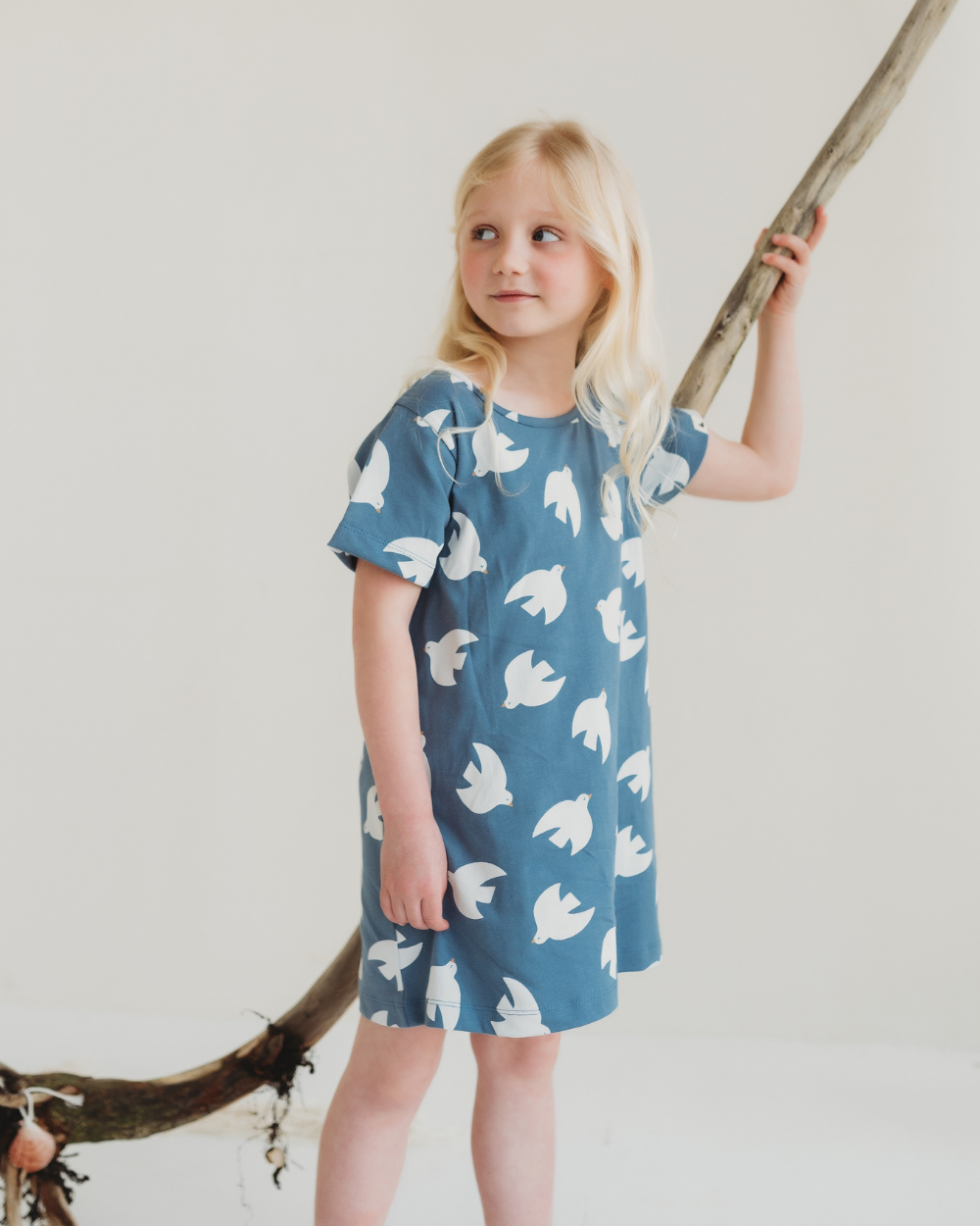 organic cotton Blue Seagull Print Dress - image 1