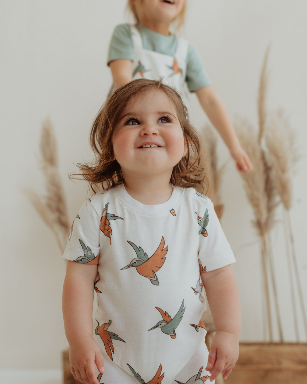 White Birdsong Print Romper - image 1