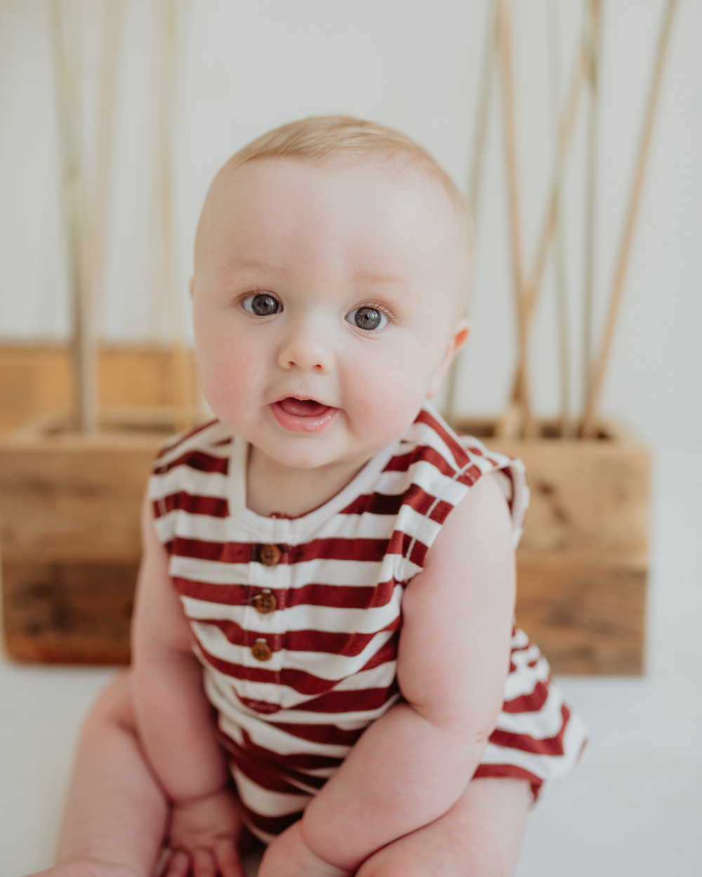 Red Horizontal Stripe Print Romper - image 1