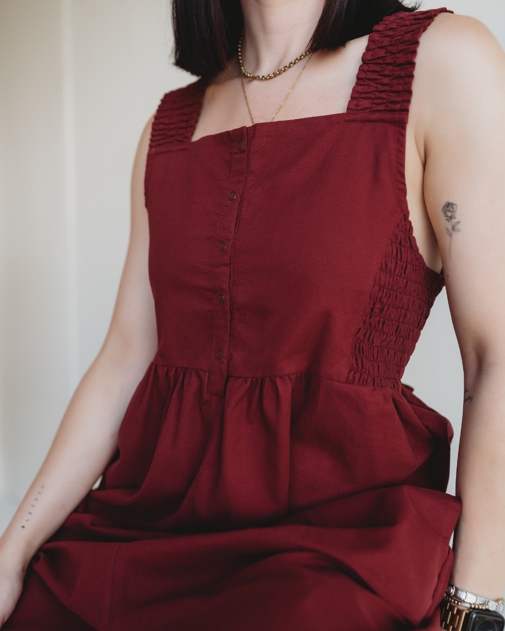 Alice Red Smocking Strap Jumpsuit- image 6