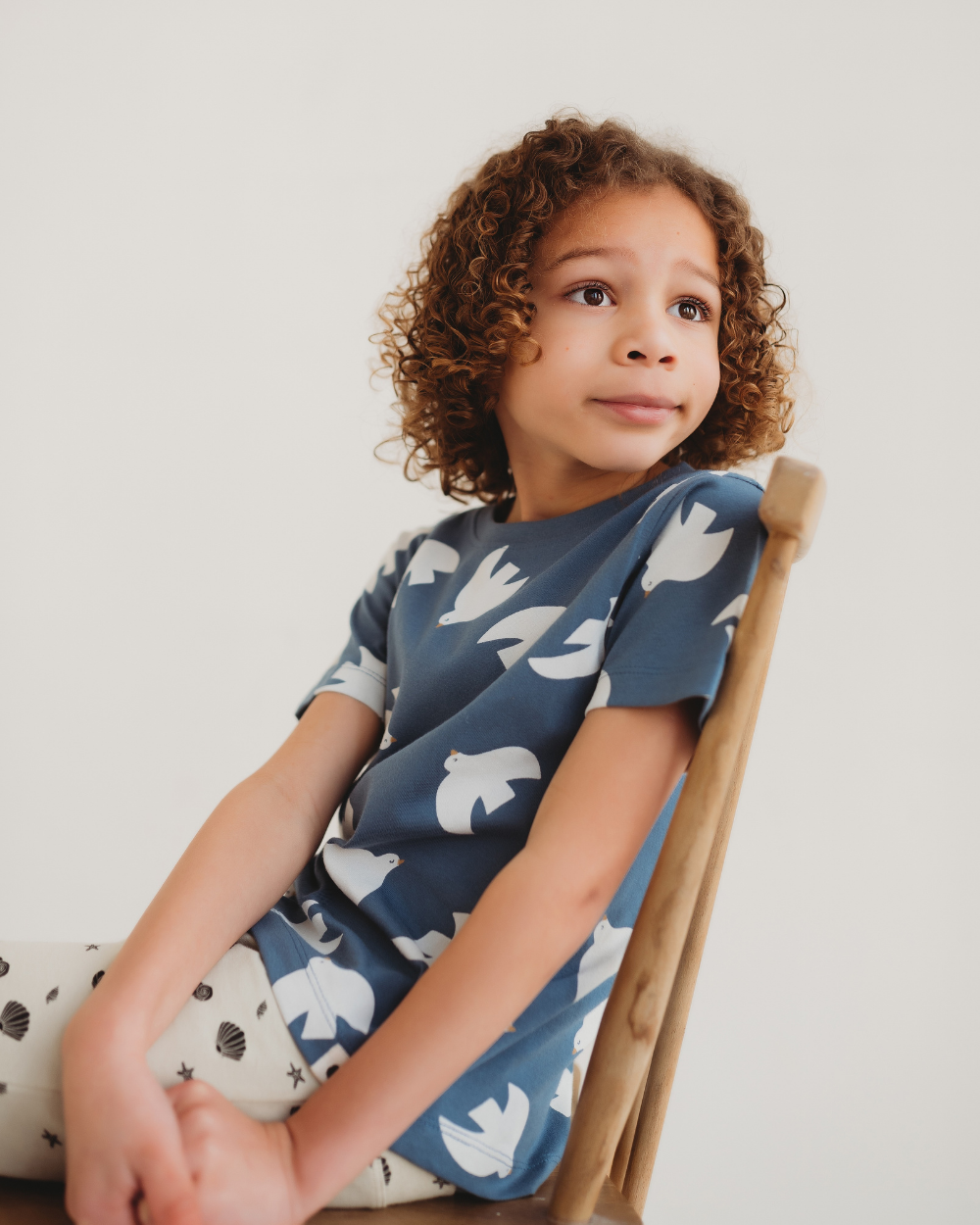 organic cotton Blue Seagull Print T-Shirt - image 4
