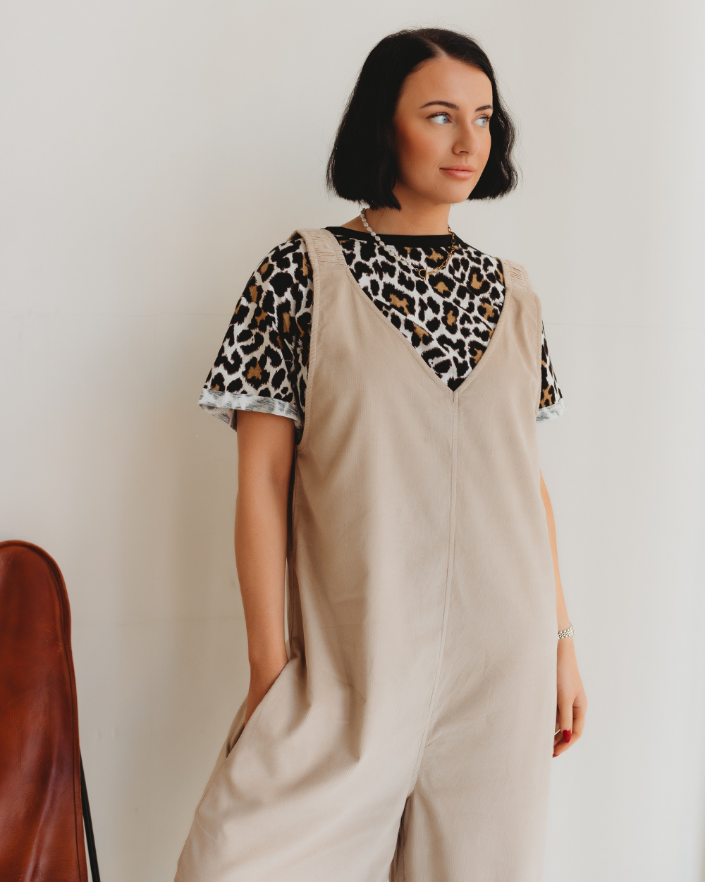 Grace Beige Wide Leg Jumpsuit- image 6