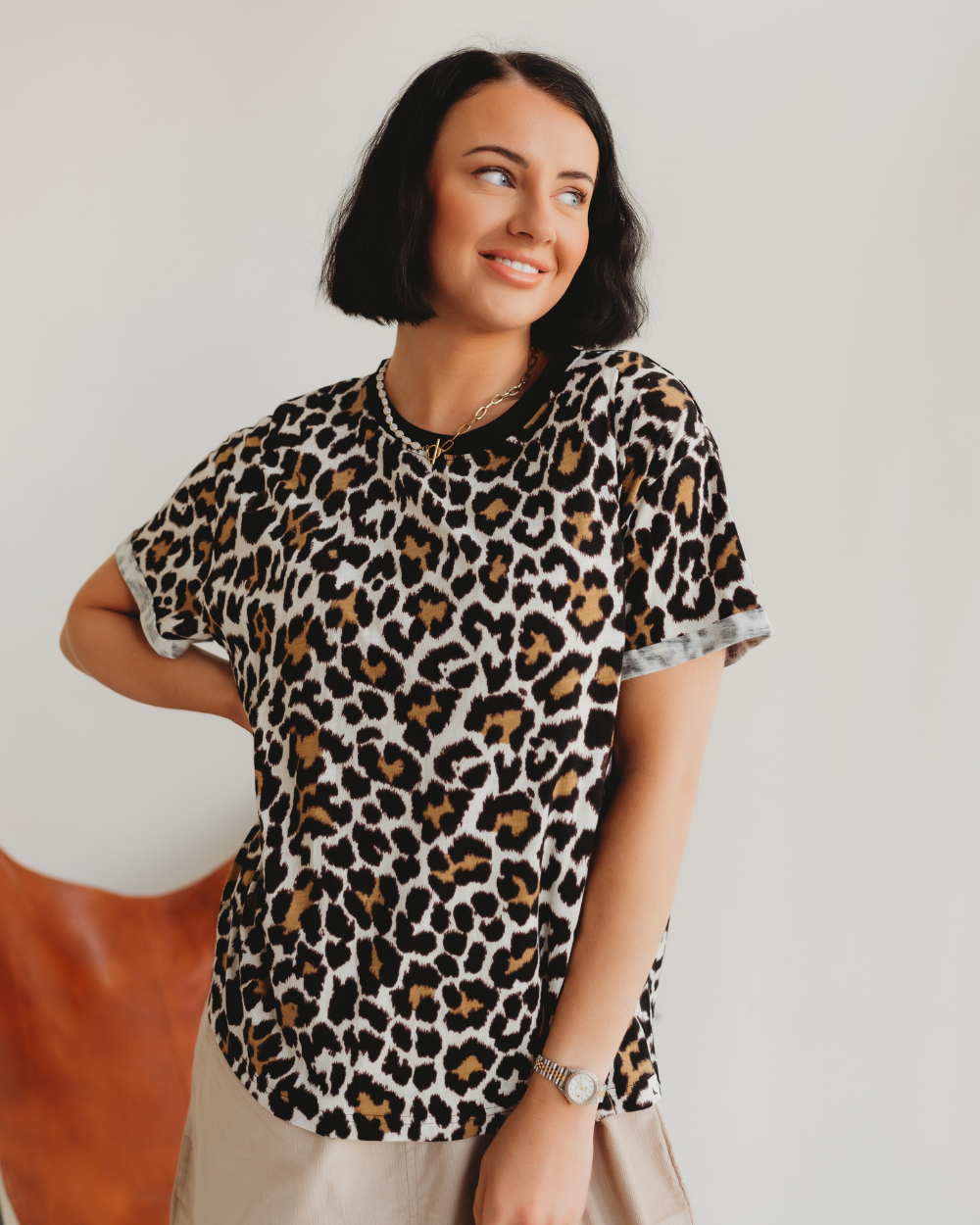 organic cotton Sam Brown Leopard Animal Print T-Shirt - image 1