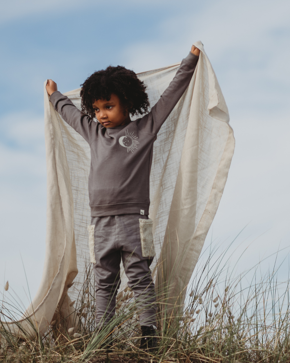 organic cotton Midnight Grey Moon Motif Print Sweatshirt - image 1