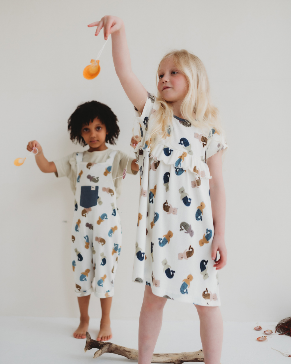 organic cotton White Merbear Print Dress - image 2