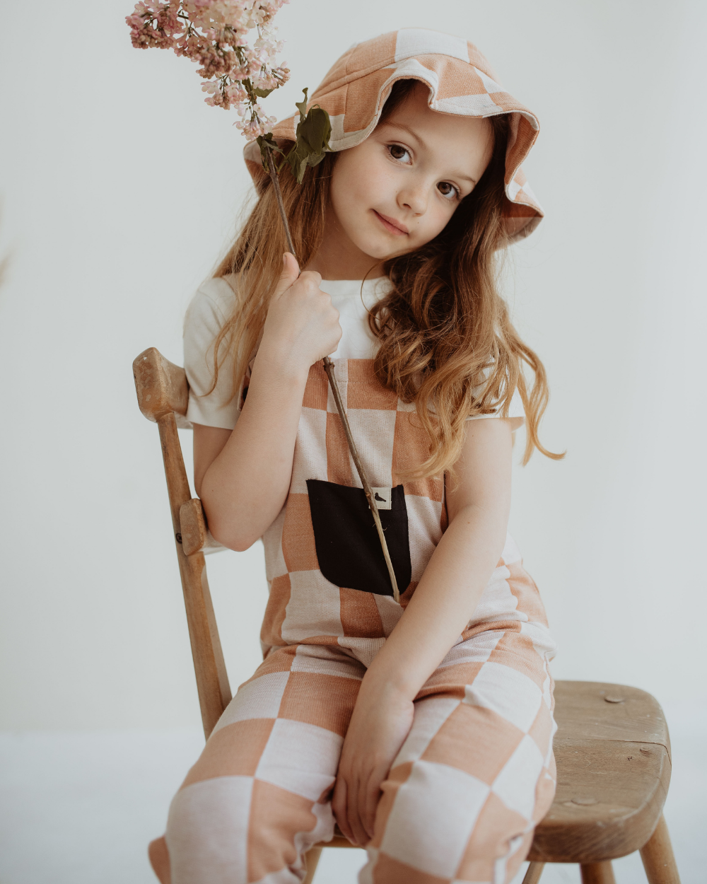 Orange Bold Check Print Dungarees - image 1