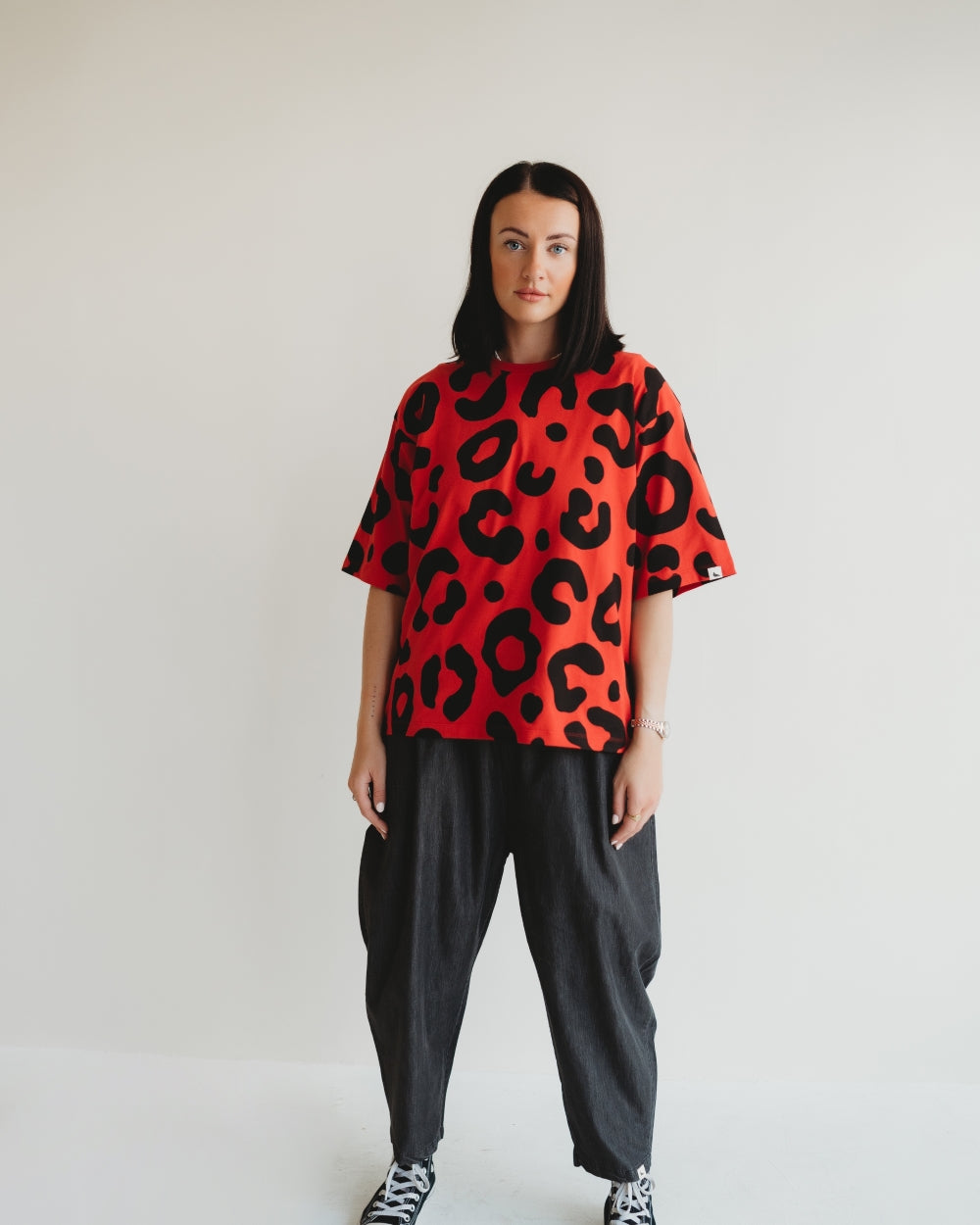 Elsie Red Animal Print Oversized T-Shirt- image 3