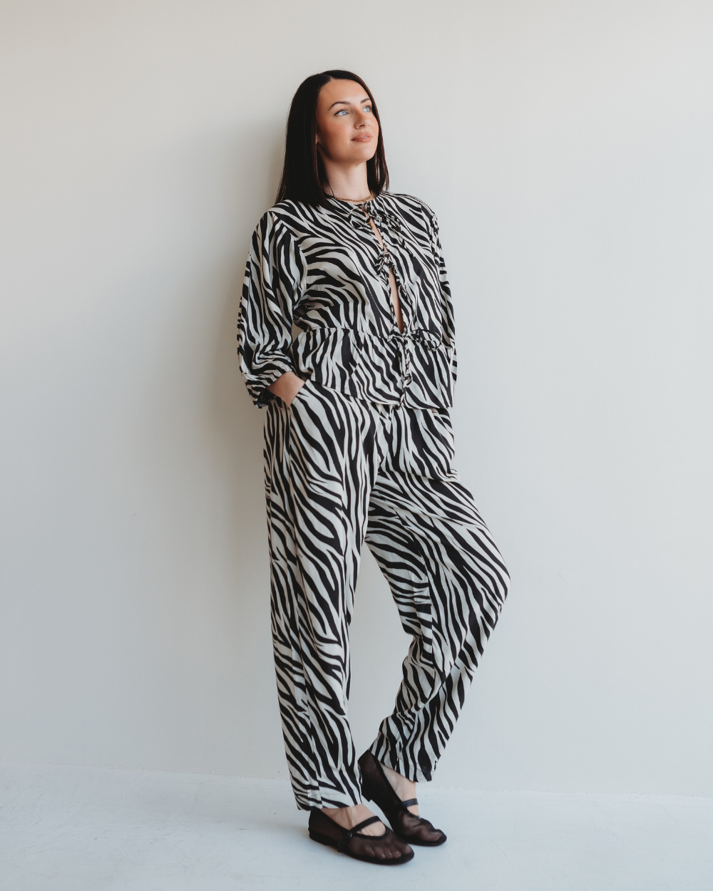 Kate Multicolour Zebra Streak Print Barrel Leg Trousers - image 1