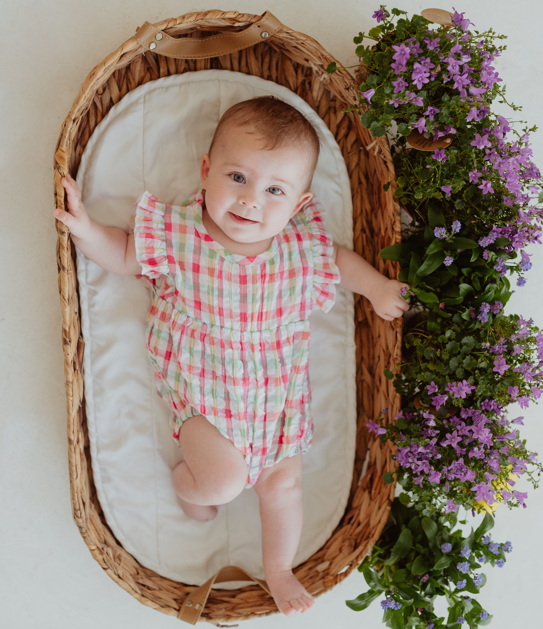 Pink Check Print Romper