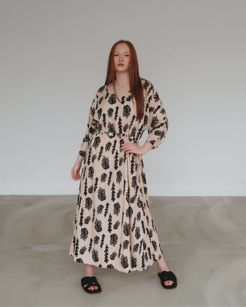 Eco viscose in Kaya Cream Seaweed Print Maxi Dress-image 2