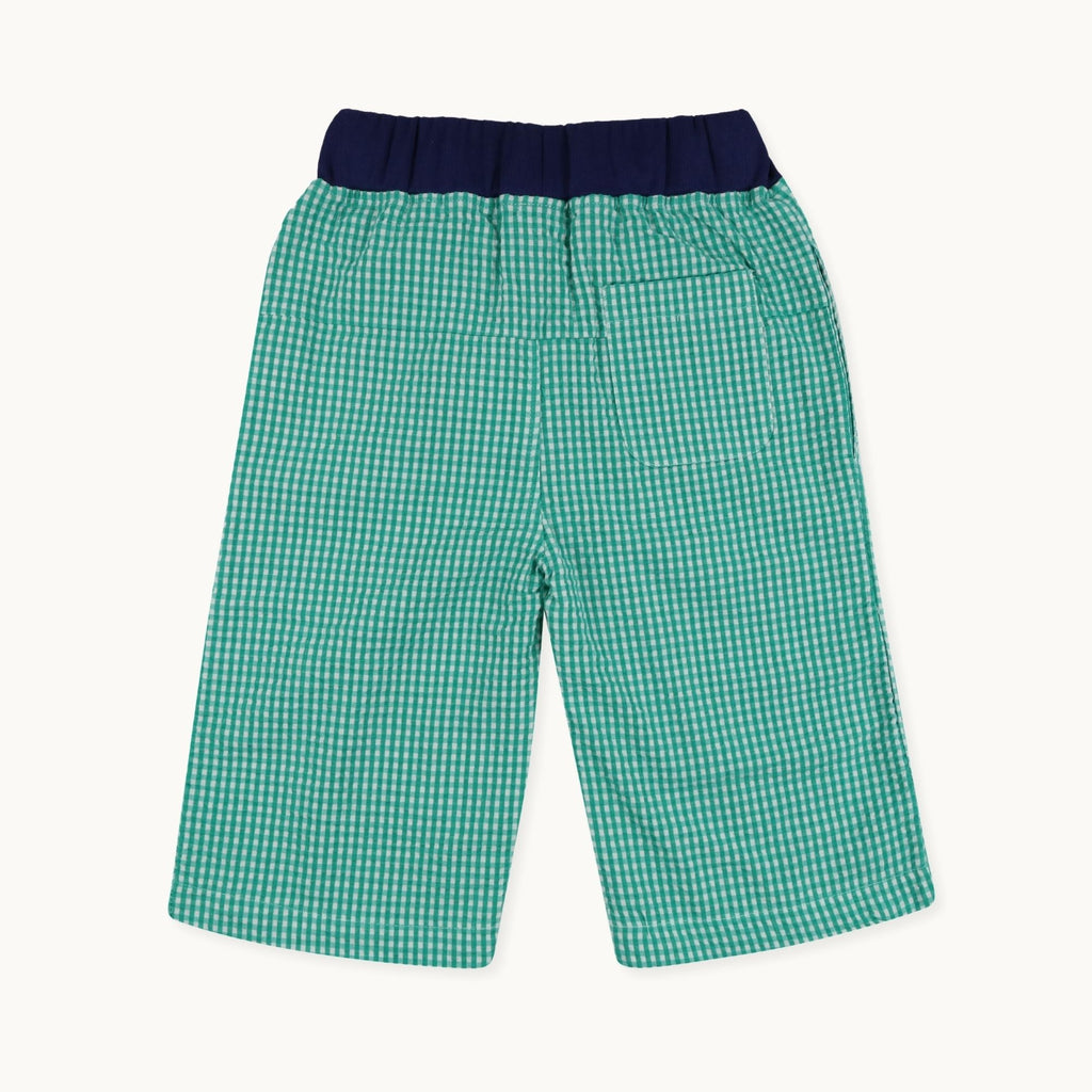 Green Gingham Print Shorts