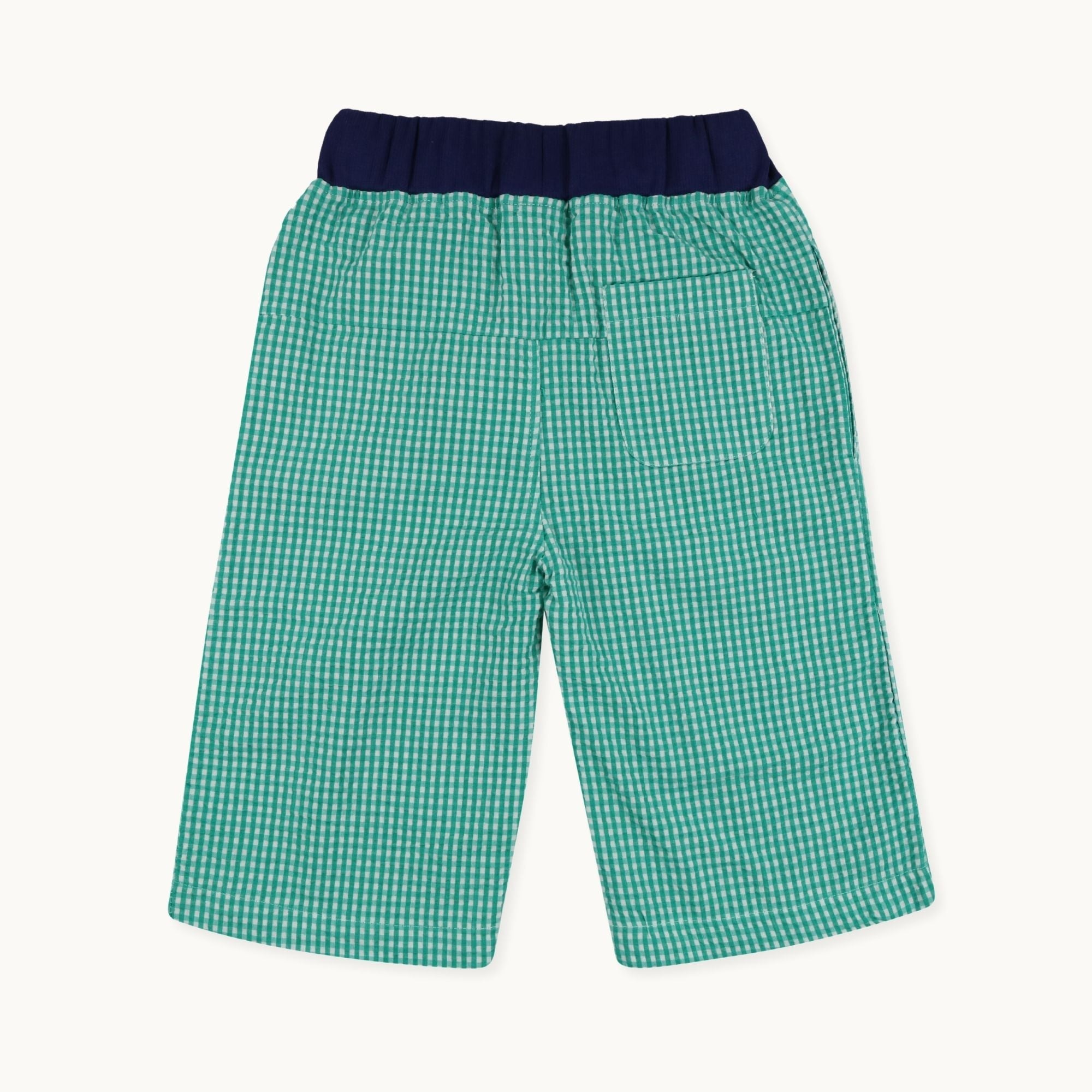 Green Gingham Print Shorts