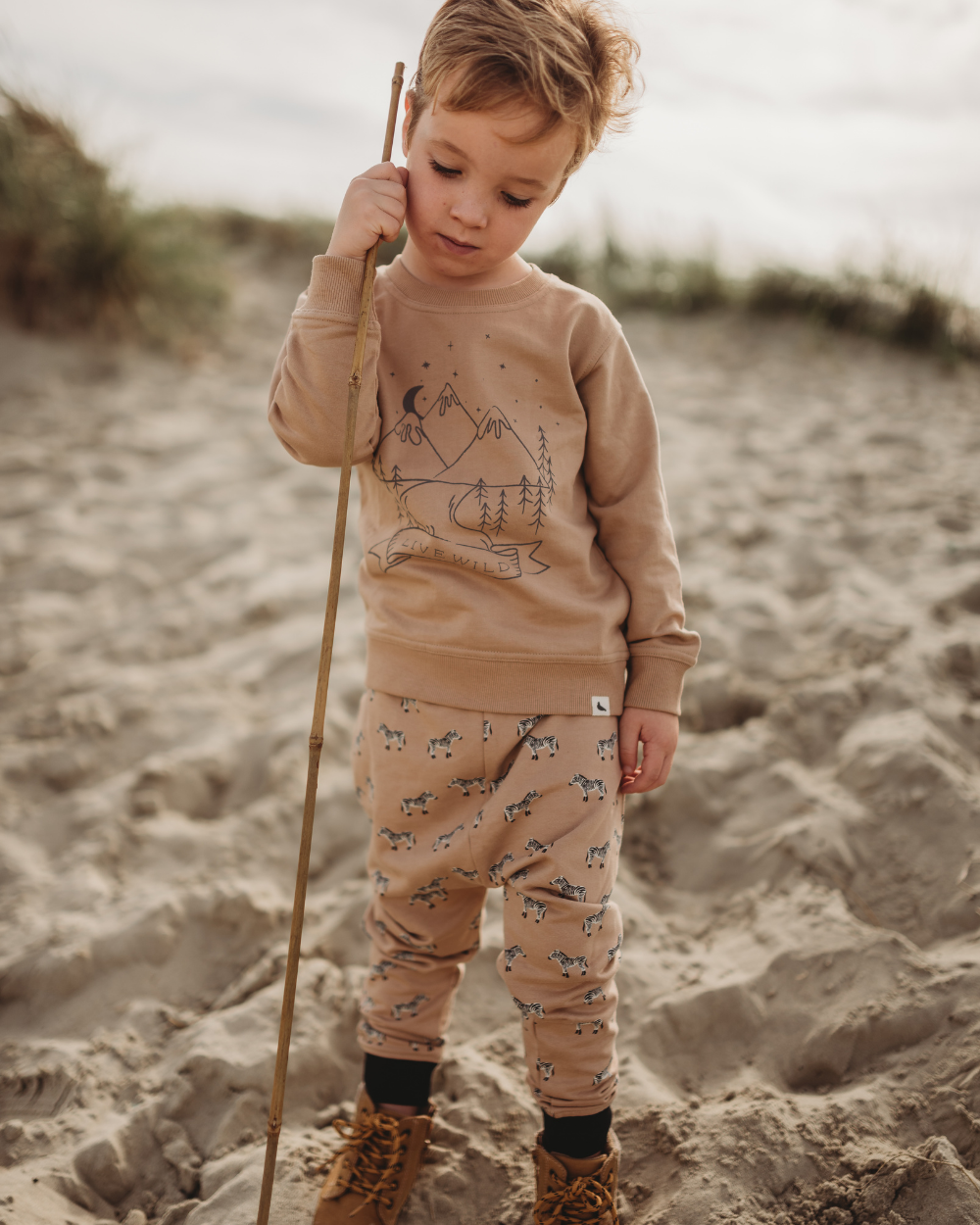 Beige Zebra Print Joggers - image 1