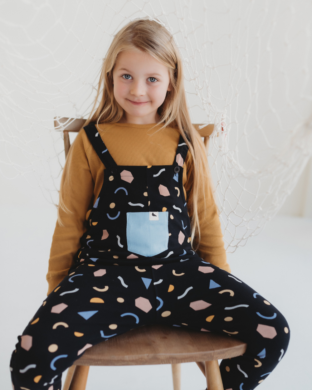 organic cotton Black Abstract Print Dungarees - image 2