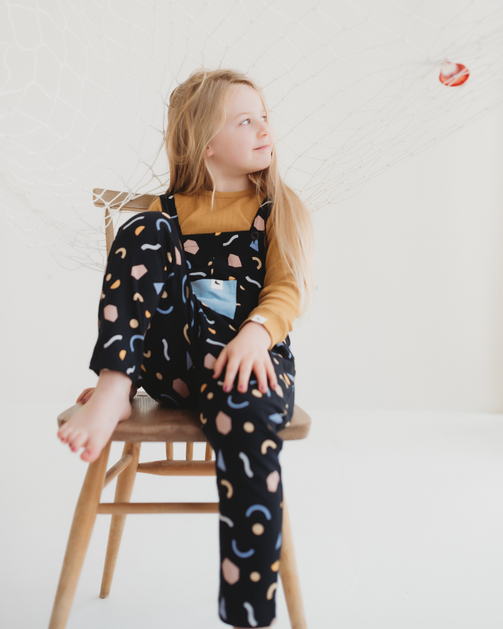 organic cotton Black Abstract Print Dungarees - image 1